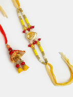 NVR Women & Men Set of 2 Yellow Peacock Design Bhaiya Bhabhi Rakhi With Roli Chawal - Distacart