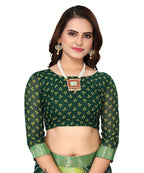 Vamika Green Georgette Printed With Lace Saree (VERA GREEN) - Distacart