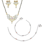 AanyaCentric Gold-plated Mangalsutra Pendant Earring Set & Silver Plated Anklet - Distacart