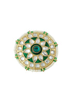 NVR Women's Traditional Kundan Meenakari Gold-Polished Ajustable Finger Ring