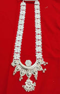 Elite Trading Classical Silver Look Odissi Haar – Long Necklace for Dancers/For Women & Girls/Silver Finish Long Haar