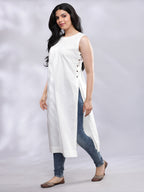 BohoJazz Indo-Western Longline Top with Wooden Buttons - Distacart