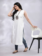 BohoJazz Indo-Western Longline Top with Wooden Buttons - Distacart