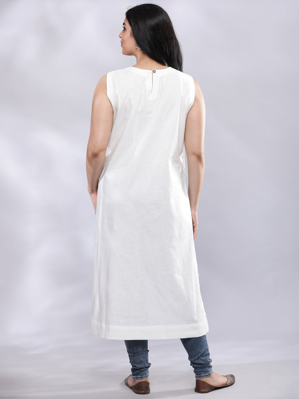 BohoJazz Indo-Western Longline Top with Wooden Buttons - Distacart