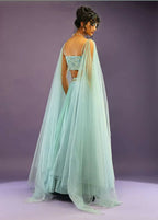 Jyoti Fashion Glamorous Turquoise Crush Work, Sequins, Zari with Dori Embroidered Faux Georgette Lehenga Choli with Dupatta