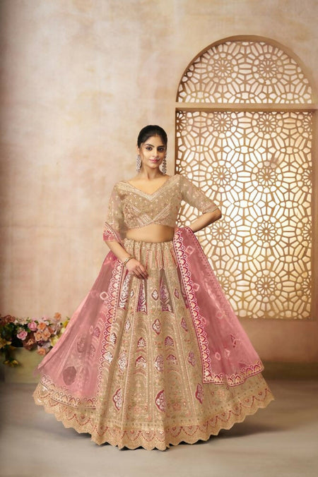 Kesar Fab Chiku Banarasi Silk Embroidered Lehenga