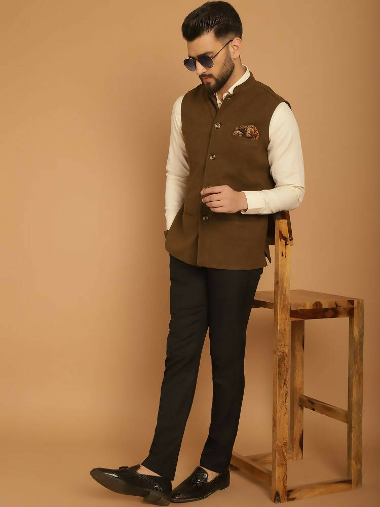 Even Apparels Pure Wool Nehru Jacket - Green