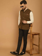 Even Apparels Pure Wool Nehru Jacket - Green