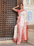Shree Shyam Fashion White Silk Saree - Distacart