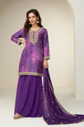 Anaita Purple Chinon Stitched Suit with Digital Print & Embroidery Coding Sequence Work - Distacart