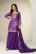 Anaita Purple Chinon Stitched Suit with Digital Print & Embroidery Coding Sequence Work - Distacart
