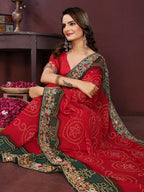 Ai Fashion Red Georgette Digital Print Party Wear Saree - Distacart
