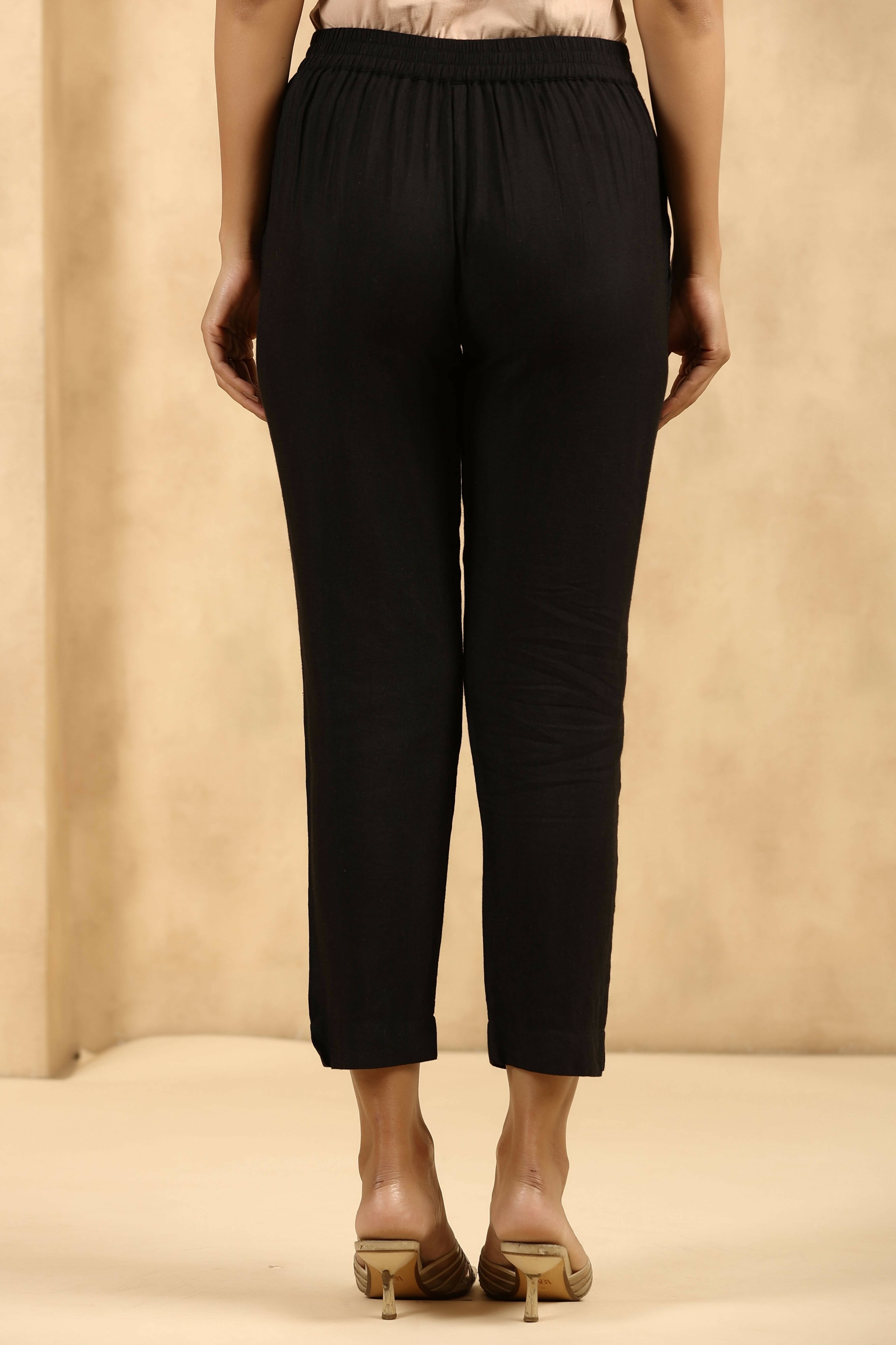 Juniper Women's Black Rayon Flex Solid Straight Pant - Distacart