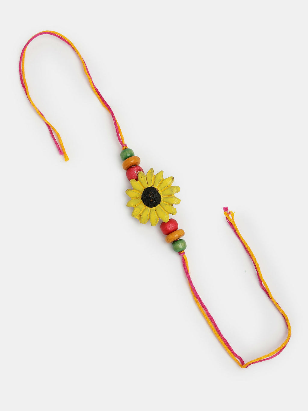 NVR Women & Men Set of 2 Red & Yellow Mirror Work Handcrafted Bhaiya Bhabi Rakhi With Roli Chawal & Chocolate - Distacart
