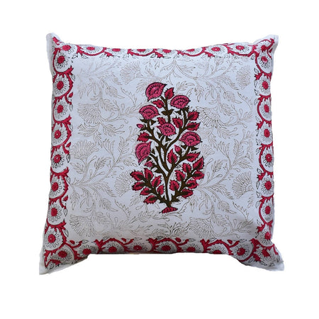 The Decor Nook Pink Floral With Pink Border Cushion Cover