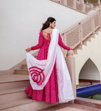 Pink Pure Maslin Bandhej Print Work Stitched Suit With Dupatta - Anbazaar - Distacart