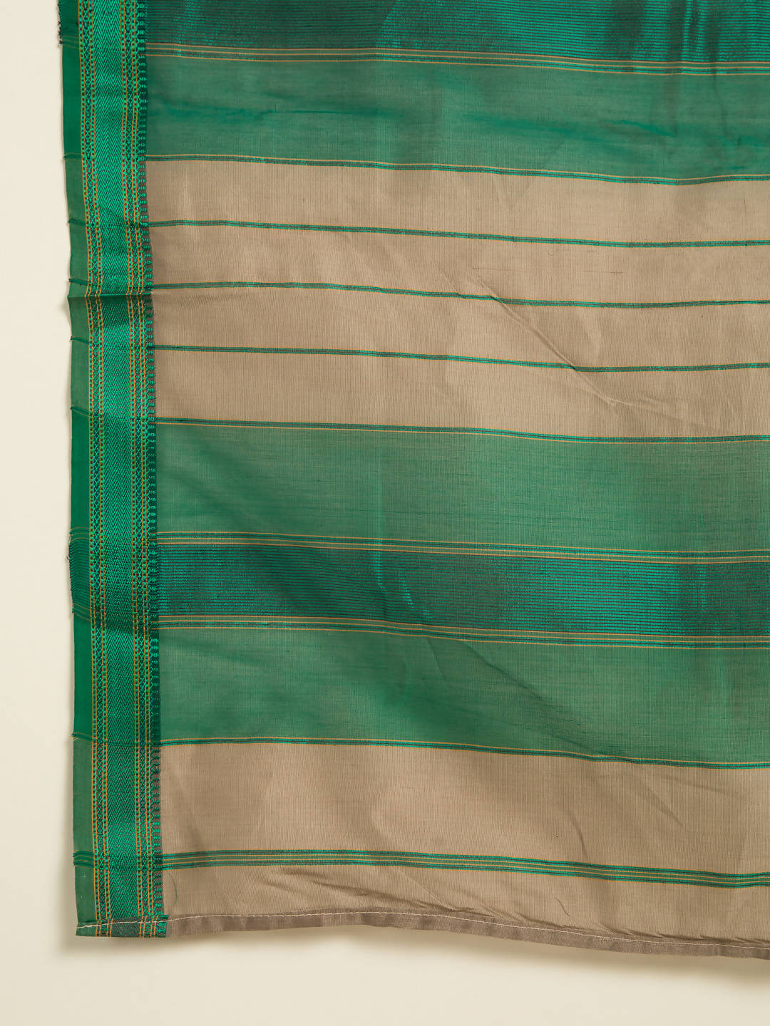 Suta Brown Green Zari Silk Cotton Maheshwari Saree - Distacart