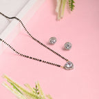 AanyaCentric Gold-Polished Mangalsutra with Pendant, 2 Pair Earrings