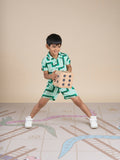 Snakes and Ladders Boys Green Table Print Shirt and Boxer Sets from Siblings Collection