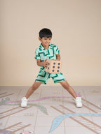 Snakes and Ladders Boys Green Table Print Shirt and Boxer Sets from Siblings Collection