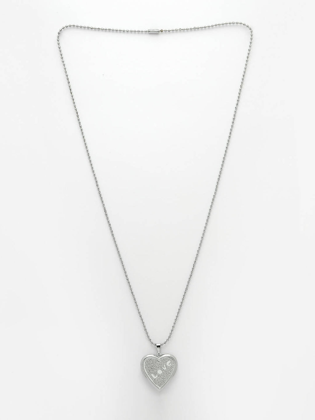 NVR Men Silver Plated Heart Shaped Pendent With Picture Frame And Chain