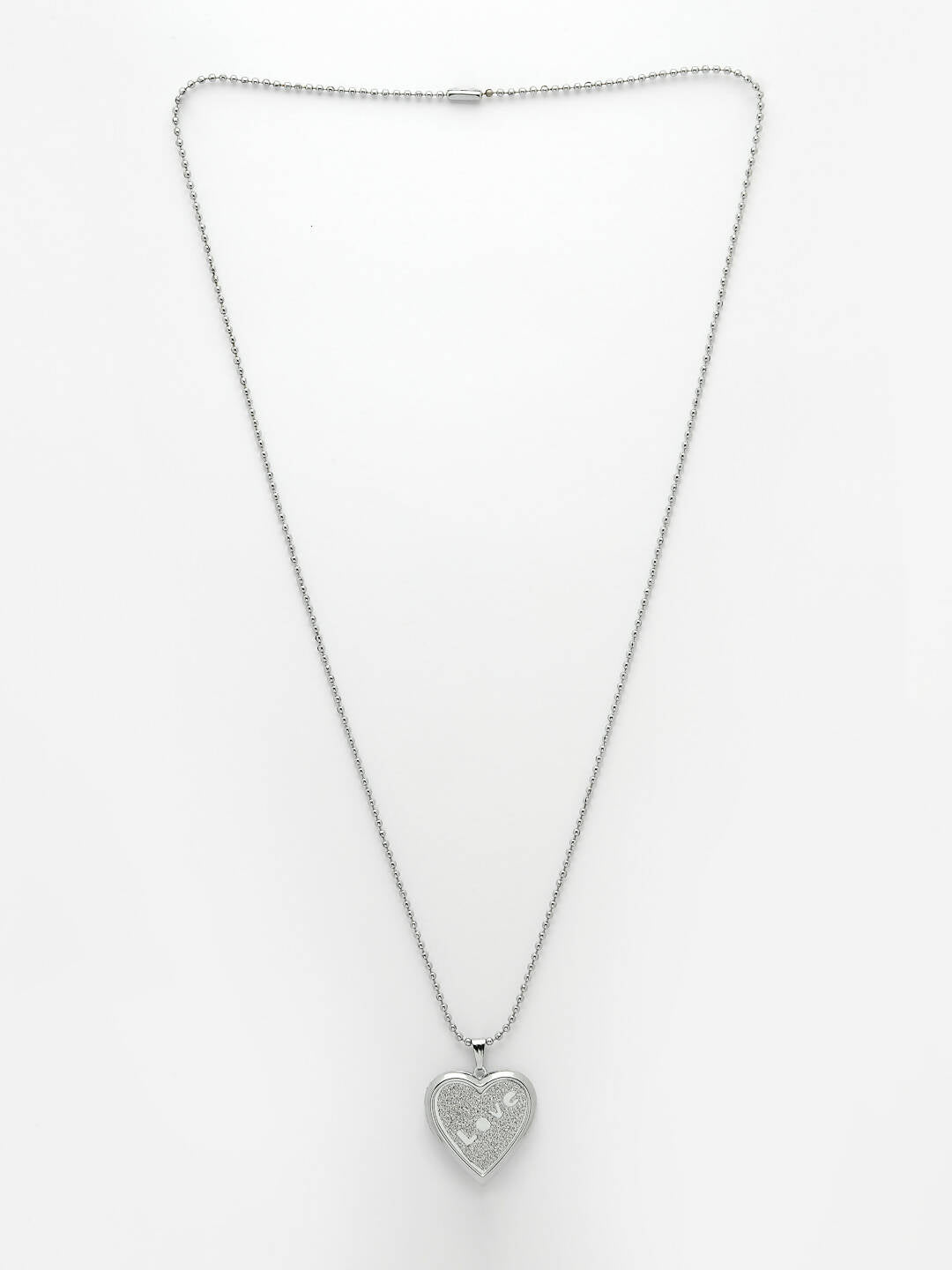 NVR Men Silver Plated Heart Shaped Pendent With Picture Frame And Chain