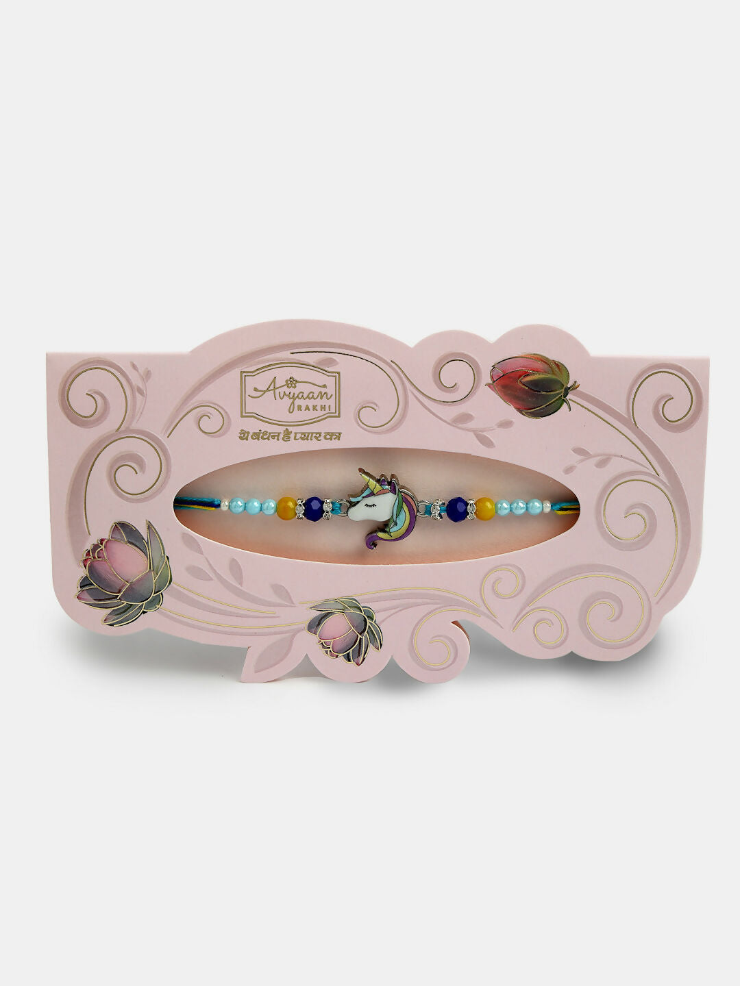 NVR Kids Set of 4 Multicolor Evil Eye & Artificial stone and beads Rakhi With Roli Chawal & Chocolate - Distacart