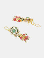 Ruby Raang Kundan Emerald Bloom Necklace With Matching Earrings