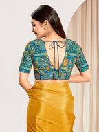 Joban Fashion Fire Blue Viscose Rayon Padded Blouse With V Neck Elbow Sleeves - Distacart