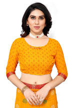Vamika Ethnic Fire Yellow Printed With Lace Saree - Distacart