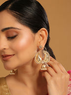 Nuyug 22K Gold Plated White Stone Studded Contemporary Mini Jhumki Dangler Earrings - Distacart