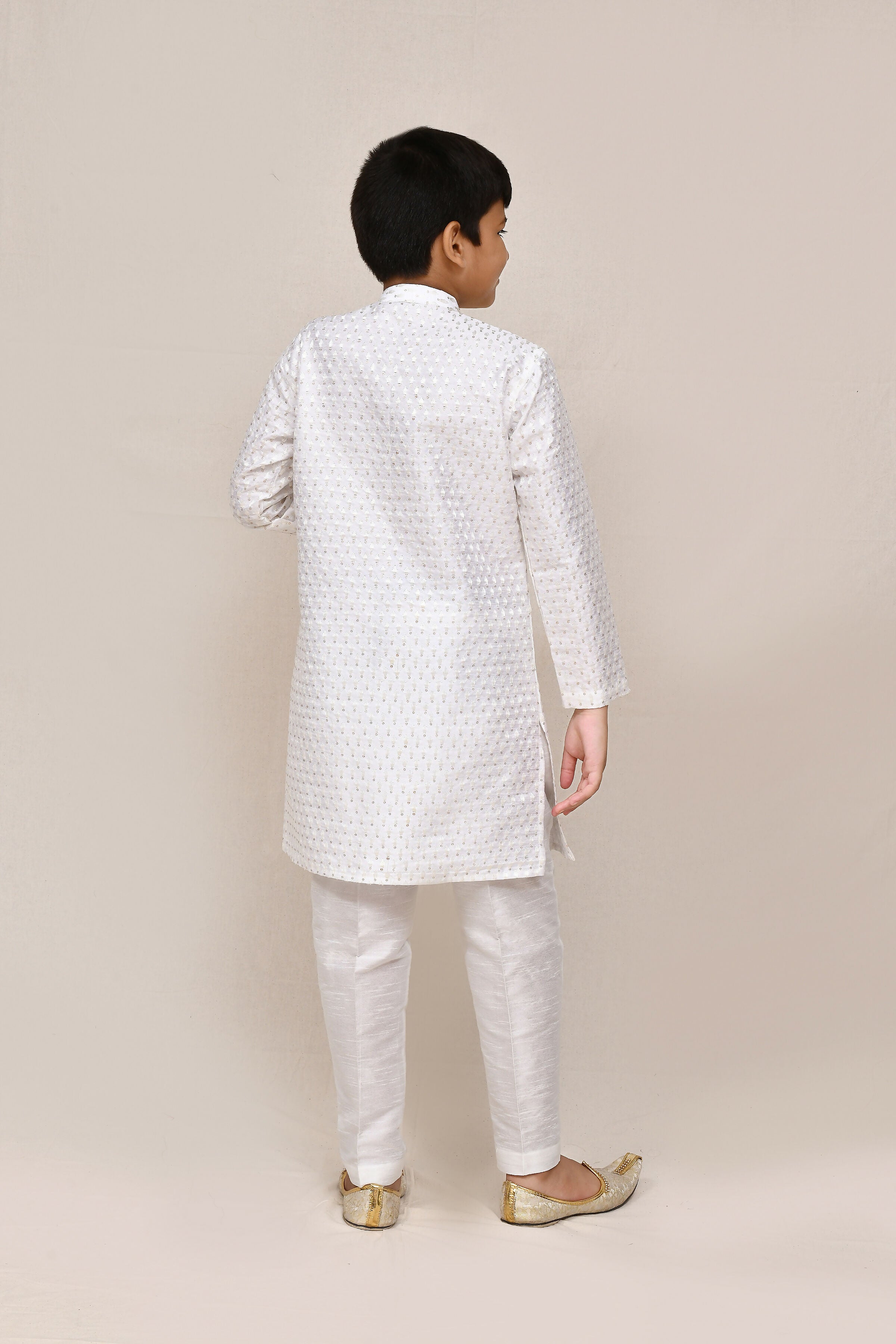 Joban Fashion Art Silk With Thread & Sequence Work White Kurta With Straight Fit Pant