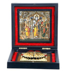AncientlRam Darbar Pocket Temple Box With Charan Paduka Square Shaped, Gold-Polished