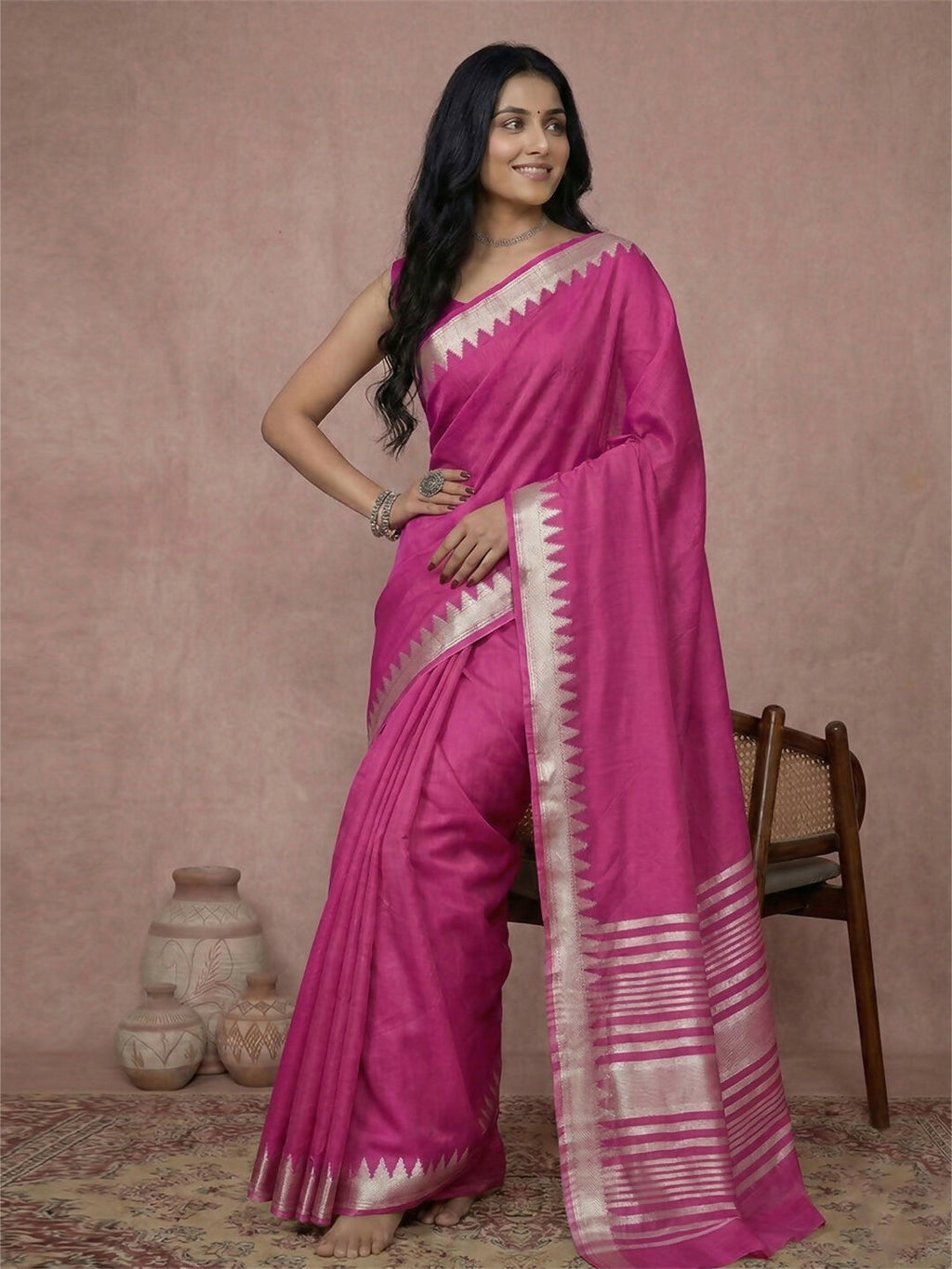 Shree Shyam Fashion Wine Cotton Saree - Distacart