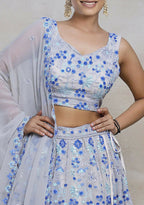 Eilara Vibrant Multicolor Sequin Embroidered Faux Georgette Lehenga Set For Wedding