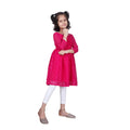 Akarshan viscose Lukhnowi Chikankari Anarkali kurta with leggings - Pink