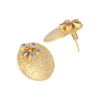 Nuyug 22K Gold-Plated Floral Motif Stud Earrings - Distacart