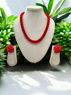 Inhanns Noor-E-Jalwa – Handmade Crystal Bead Necklace / Necklace With Earrings -Adjustable - Red