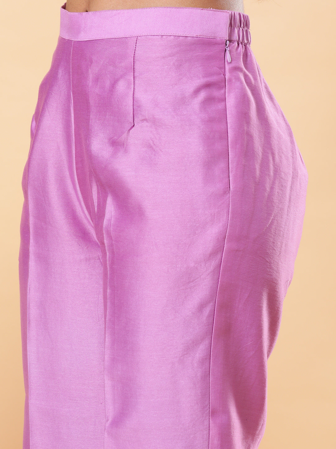 BohoJazz Lucknowi Handwork with Sequin Chanderi Kurta Pant - Purple - Distacart