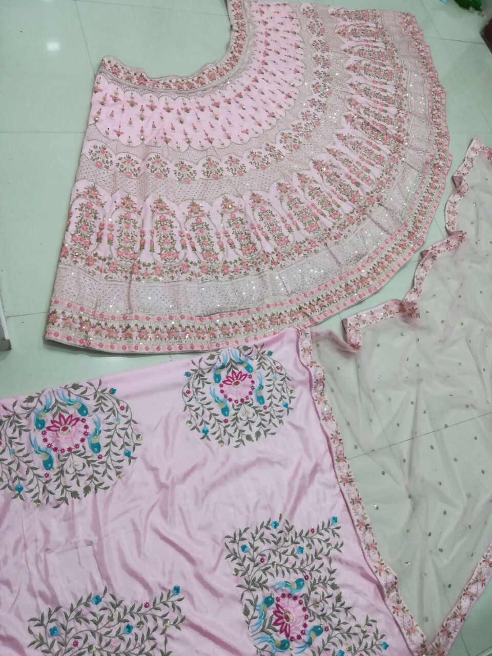 Jyoti Fashion Exclusive Baby Pink Silk 3MM Sequins with Jari & Thread Embroidery Lehenga Choli with Dupatta
