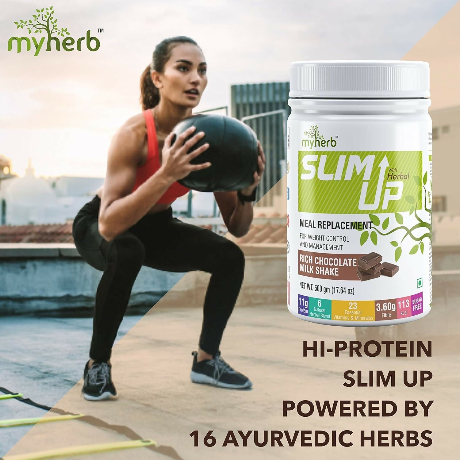 Myherb Slim Up Meal Replacement Shake With 16 Natural Herbal Blend For Men & Women - Chocolate Milk Shake - Distacart