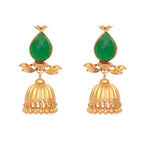 Nuyug 22K Gold Plated Emerald Stone Studded Ethnic Jhumkas - Distacart