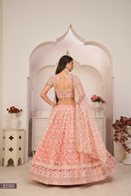 Eilara Women'S Light Pink Butterfly Net Embroidered Thread Work Party Wear Lehenga Choli