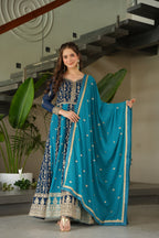 Prazu Fashion Blue Georgette With Zari & Sequins Gown - Distacart