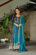 Prazu Fashion Blue Georgette With Zari & Sequins Gown - Distacart