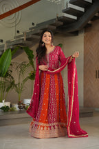 Prazu Fashion Pink Georgette With Zari & Sequins Gown - Distacart