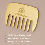 Natural Vibes Kansa Hair Comb for Hair Fall, Growth, Circulation & Stress Relief