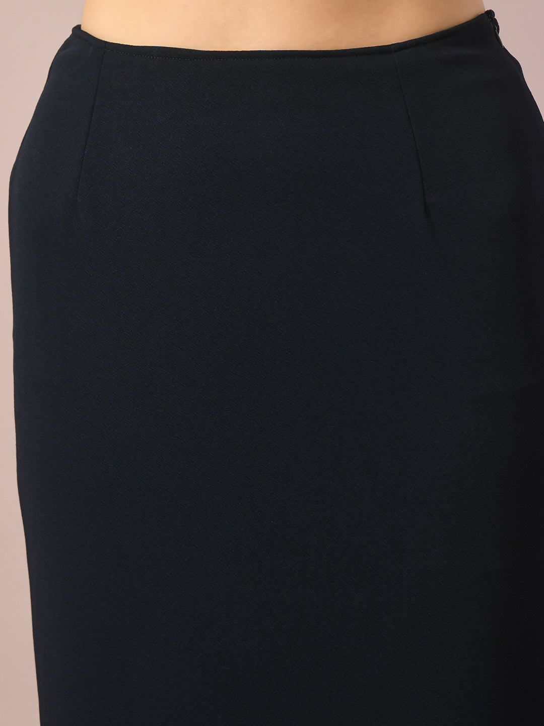 Myshka Women's Blue Solid Knee Length Party Embellished Skirts