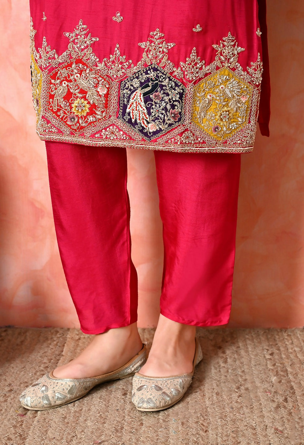 Joban Fashion Rani Premium Pure Viscose Print Dola With Handwork Kurta Set