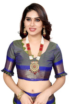 Vamika Weaving Parrot Green Cotton Silk Saree - Distacart